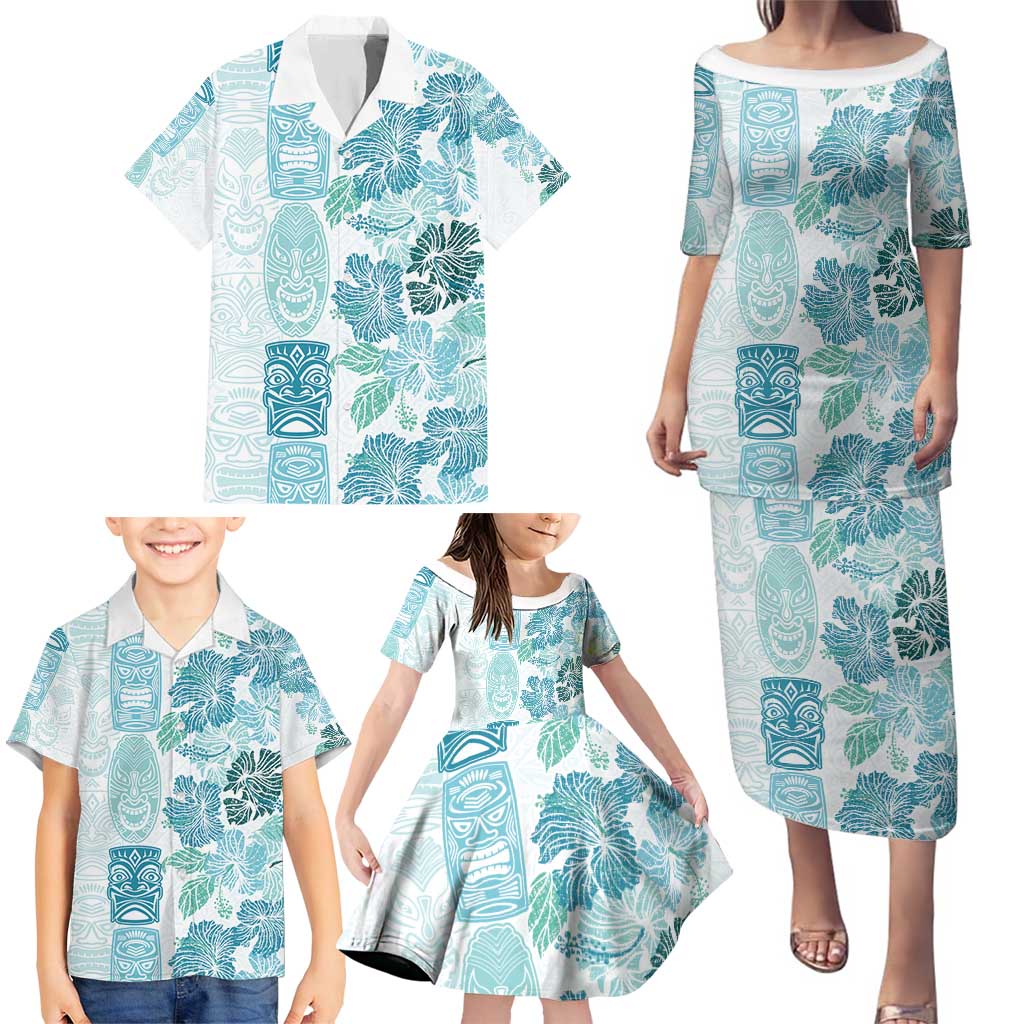 Christmas Aloha Hawaii Tiki Family Matching Puletasi and Hawaiian Shirt Hibiscus Summer Colors LT7 - Polynesian Pride