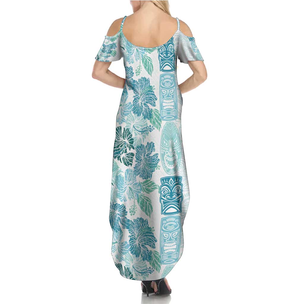 Christmas Aloha Hawaii Tiki Family Matching Summer Maxi Dress and Hawaiian Shirt Hibiscus Summer Colors LT7 - Polynesian Pride