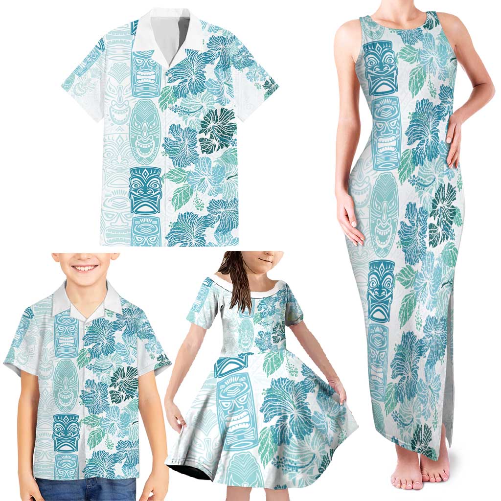 Christmas Aloha Hawaii Tiki Family Matching Tank Maxi Dress and Hawaiian Shirt Hibiscus Summer Colors LT7 - Polynesian Pride