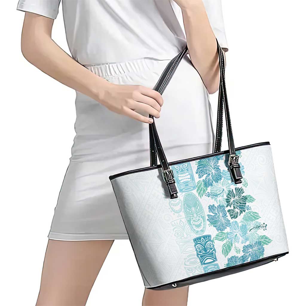 Christmas Aloha Hawaii Tiki Leather Tote Bag Hibiscus Summer Colors LT7 - Polynesian Pride