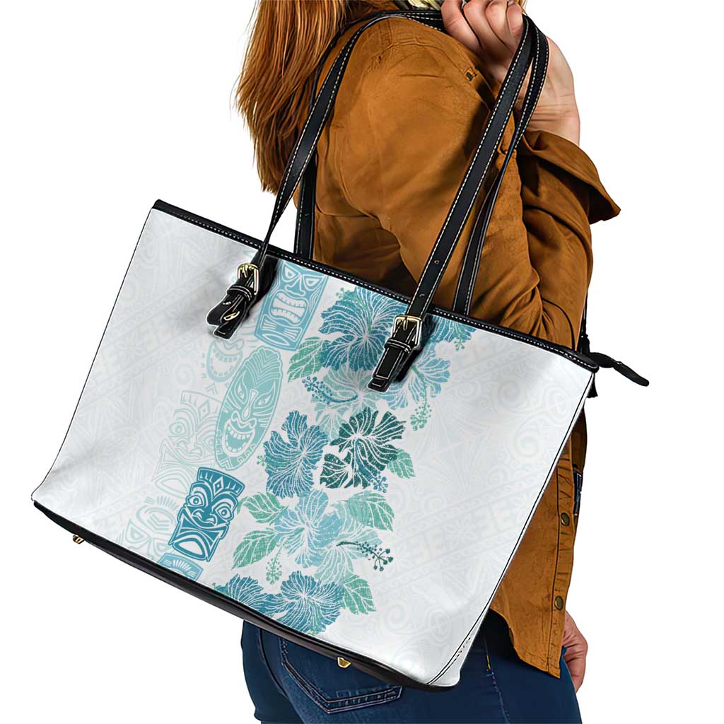 Christmas Aloha Hawaii Tiki Leather Tote Bag Hibiscus Summer Colors LT7 - Polynesian Pride