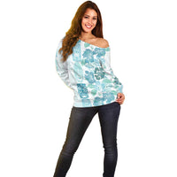Christmas Aloha Hawaii Tiki Off Shoulder Sweater Hibiscus Summer Colors - Polynesian Pride