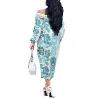 Christmas Aloha Hawaii Tiki Off The Shoulder Long Sleeve Dress Hibiscus Summer Colors - Polynesian Pride