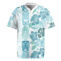 Christmas Aloha Hawaii Tiki Rugby Jersey Hibiscus Summer Colors LT7 Turquoise - Polynesian Pride
