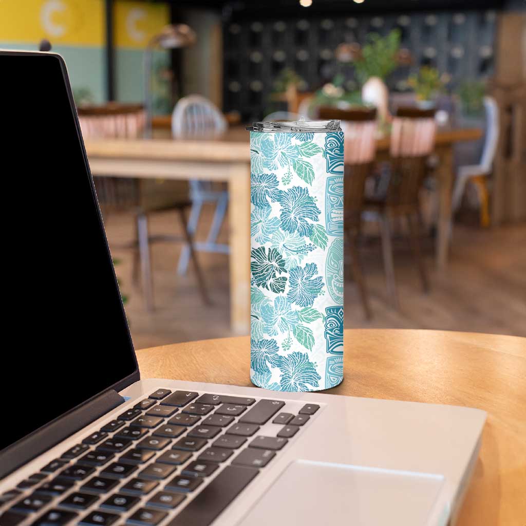 Christmas Aloha Hawaii Tiki Skinny Tumbler Hibiscus Summer Colors - Polynesian Pride