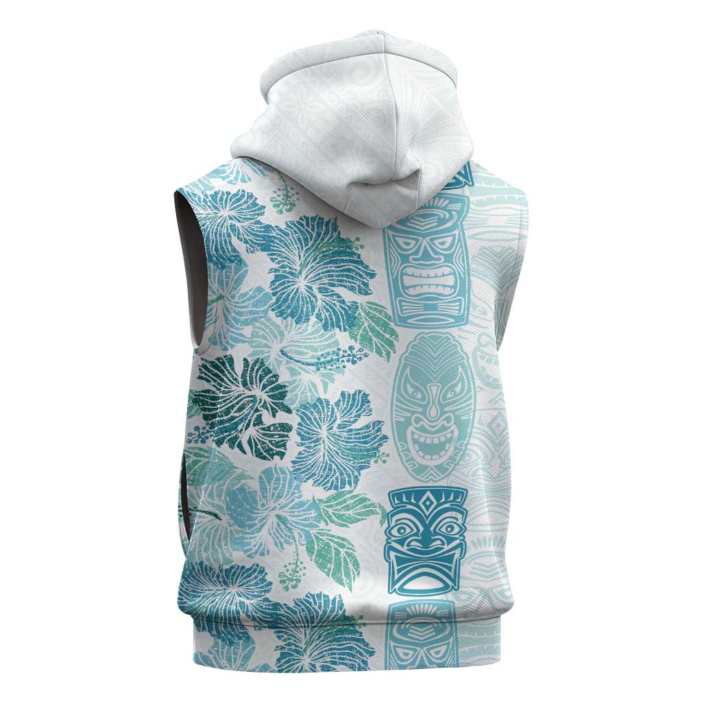 Christmas Aloha Hawaii Tiki Sleeveless Hoodie Hibiscus Summer Colors - Polynesian Pride