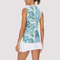 Christmas Aloha Hawaii Tiki Women Sleeveless Polo Shirt Hibiscus Summer Colors - Polynesian Pride