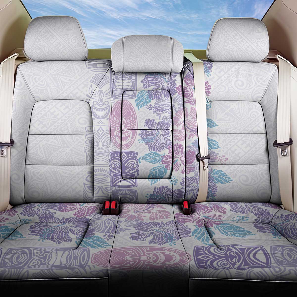 Christmas Aloha Hawaii Tiki Back Car Seat Cover Hibiscus Winter Colors - Polynesian Pride