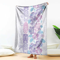 Christmas Aloha Hawaii Tiki Blanket Hibiscus Winter Colors - Polynesian Pride