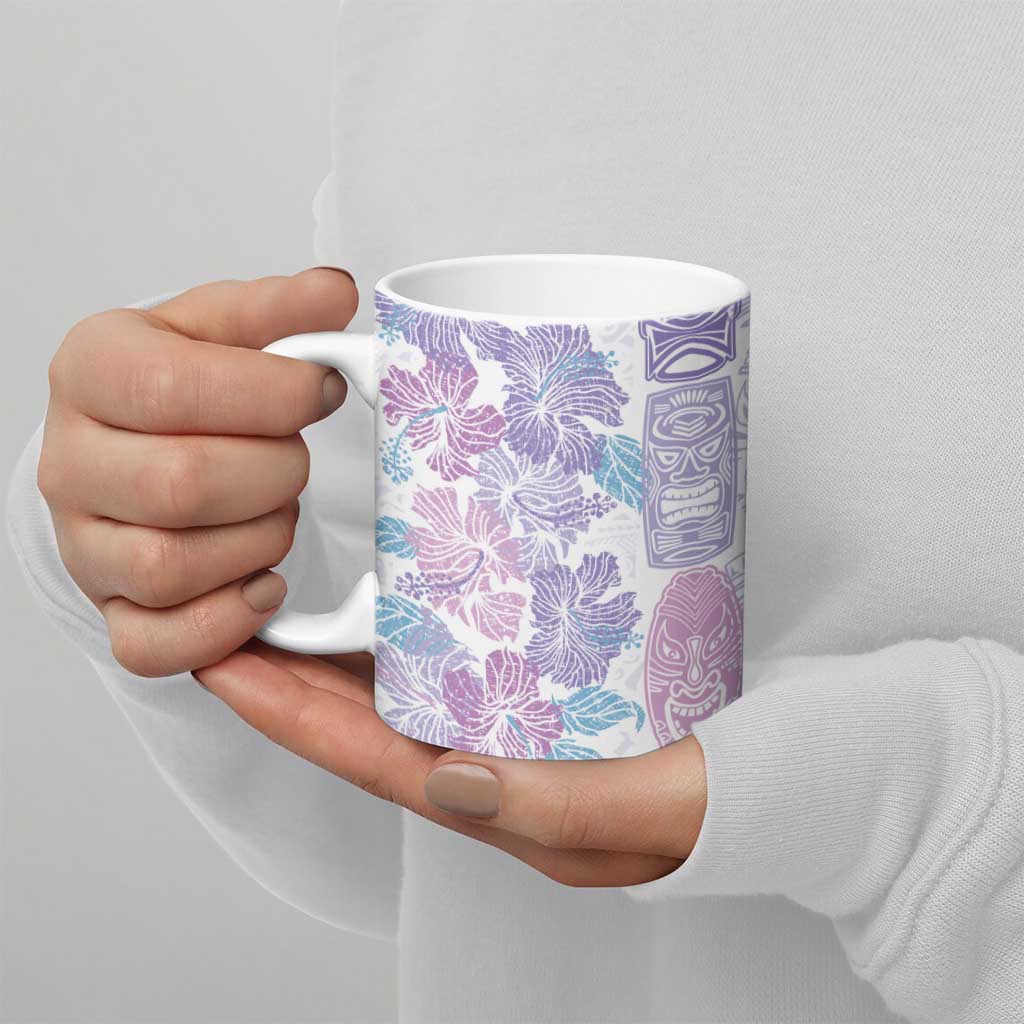 Christmas Aloha Hawaii Tiki Ceramic Mug Hibiscus Winter Colors - Polynesian Pride