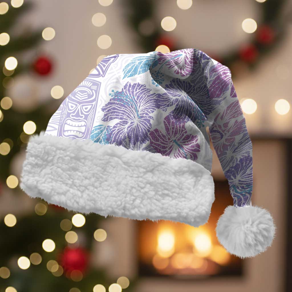 Christmas Aloha Hawaii Tiki Christmas Santa Hat Hibiscus Winter Colors - Polynesian Pride