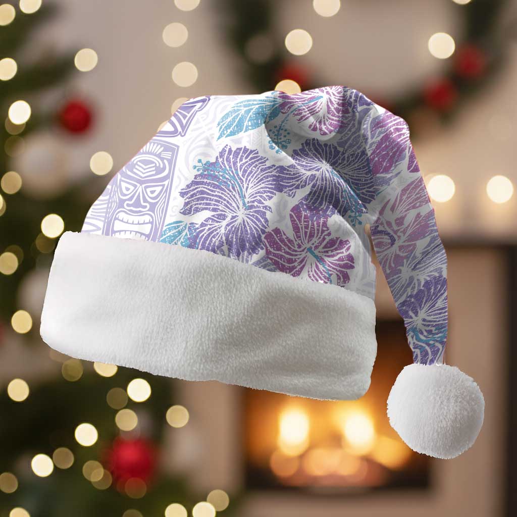 Christmas Aloha Hawaii Tiki Christmas Santa Hat Hibiscus Winter Colors - Polynesian Pride