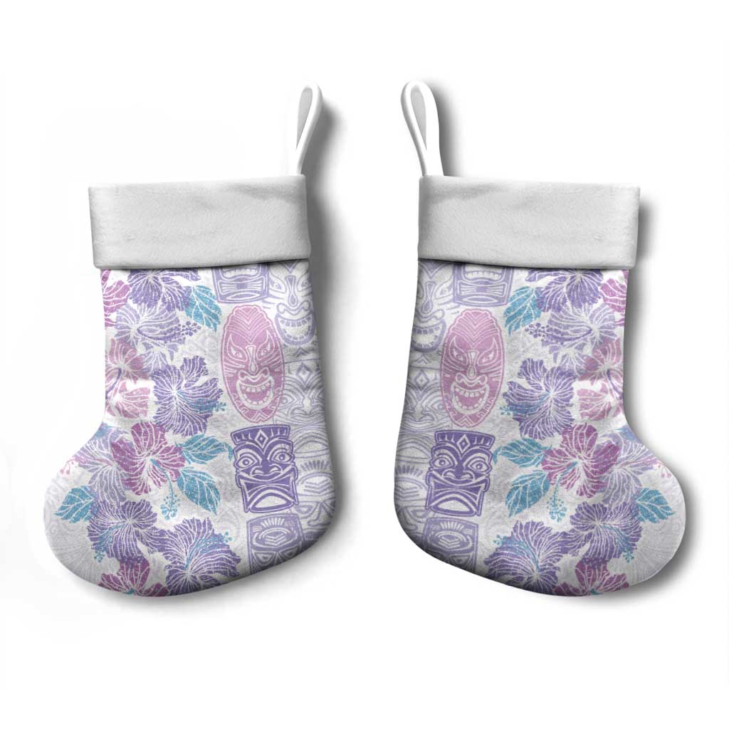 Christmas Aloha Hawaii Tiki Christmas Stocking Hibiscus Winter Colors - Polynesian Pride