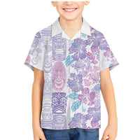 Christmas Aloha Hawaii Tiki Family Matching Mermaid Dress and Hawaiian Shirt Hibiscus Winter Colors LT7 Son's Shirt Lavender - Polynesian Pride