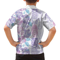 Christmas Aloha Hawaii Tiki Family Matching Off The Shoulder Long Sleeve Dress and Hawaiian Shirt Hibiscus Winter Colors LT7 - Polynesian Pride