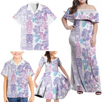 Christmas Aloha Hawaii Tiki Family Matching Off Shoulder Maxi Dress and Hawaiian Shirt Hibiscus Winter Colors LT7 - Polynesian Pride