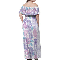 Christmas Aloha Hawaii Tiki Family Matching Off Shoulder Maxi Dress and Hawaiian Shirt Hibiscus Winter Colors LT7 - Polynesian Pride