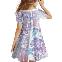 Christmas Aloha Hawaii Tiki Family Matching Off Shoulder Short Dress and Hawaiian Shirt Hibiscus Winter Colors LT7 - Polynesian Pride