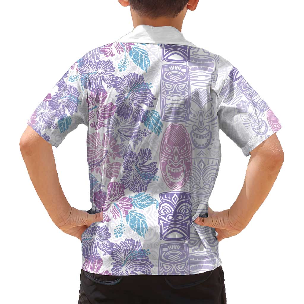 Christmas Aloha Hawaii Tiki Family Matching Puletasi and Hawaiian Shirt Hibiscus Winter Colors LT7 - Polynesian Pride