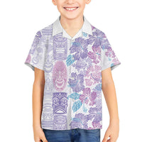 Christmas Aloha Hawaii Tiki Family Matching Summer Maxi Dress and Hawaiian Shirt Hibiscus Winter Colors LT7 Son's Shirt Lavender - Polynesian Pride