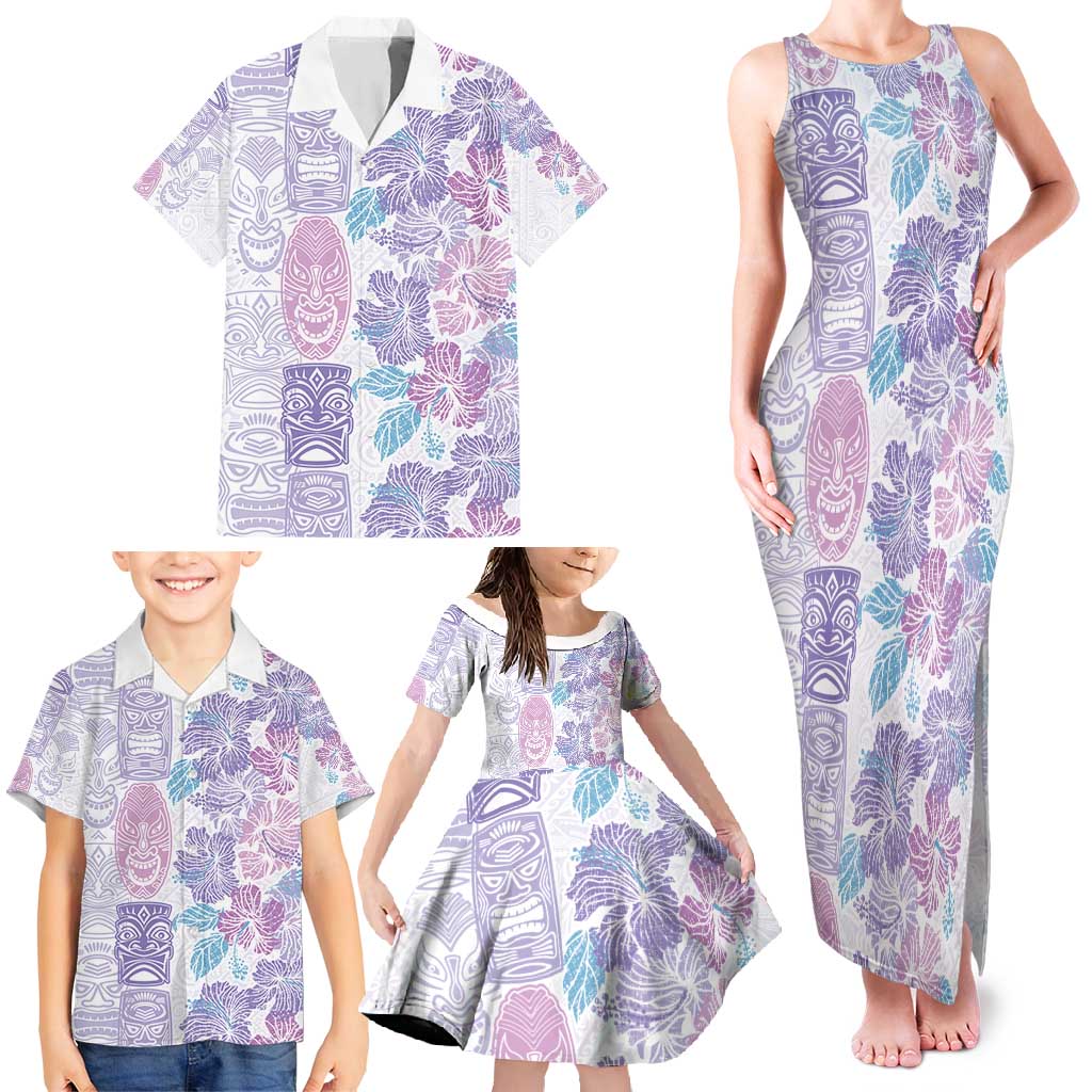 Christmas Aloha Hawaii Tiki Family Matching Tank Maxi Dress and Hawaiian Shirt Hibiscus Winter Colors LT7 - Polynesian Pride