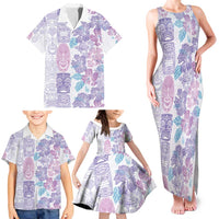 Christmas Aloha Hawaii Tiki Family Matching Tank Maxi Dress and Hawaiian Shirt Hibiscus Winter Colors LT7 - Polynesian Pride