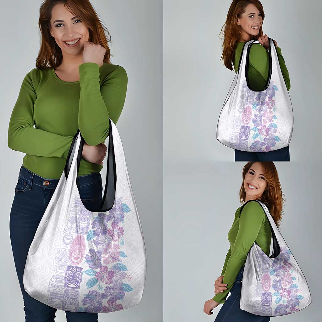Christmas Aloha Hawaii Tiki Grocery Bag Hibiscus Winter Colors - Polynesian Pride