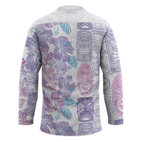 Christmas Aloha Hawaii Tiki Hockey Jersey Hibiscus Winter Colors - Polynesian Pride