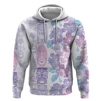 Christmas Aloha Hawaii Tiki Hoodie Hibiscus Winter Colors LT7 Pullover Hoodie Lavender - Polynesian Pride