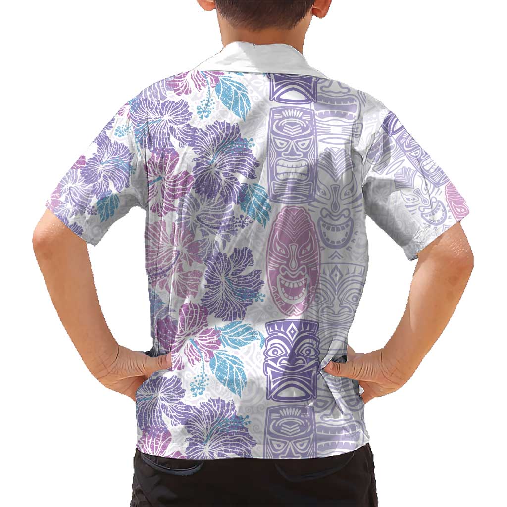 Christmas Aloha Hawaii Tiki Kid Hawaiian Shirt Hibiscus Winter Colors - Polynesian Pride