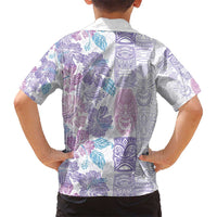 Christmas Aloha Hawaii Tiki Kid Hawaiian Shirt Hibiscus Winter Colors - Polynesian Pride
