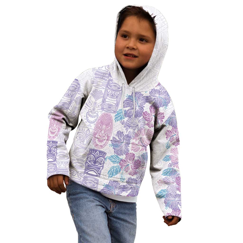 Christmas Aloha Hawaii Tiki Kid Hoodie Hibiscus Winter Colors - Polynesian Pride