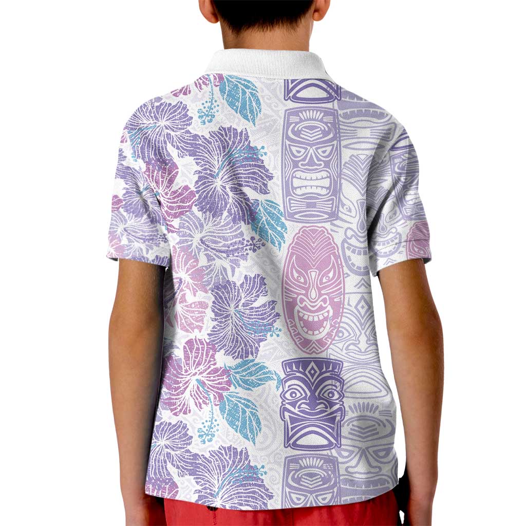 Christmas Aloha Hawaii Tiki Kid Polo Shirt Hibiscus Winter Colors - Polynesian Pride