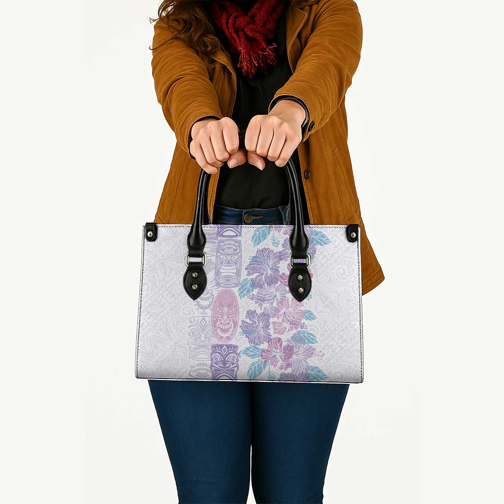 Christmas Aloha Hawaii Tiki Leather Bag Hibiscus Winter Colors - Polynesian Pride