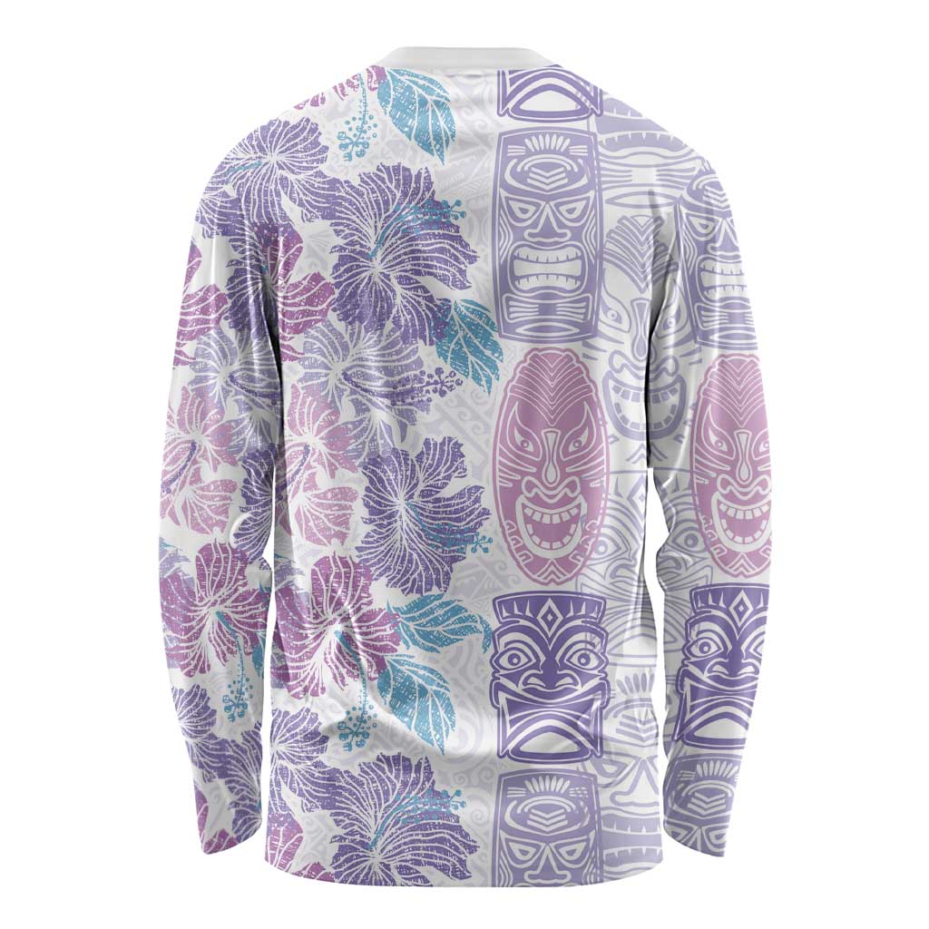 Christmas Aloha Hawaii Tiki Long Sleeve Shirt Hibiscus Winter Colors LT7 - Polynesian Pride