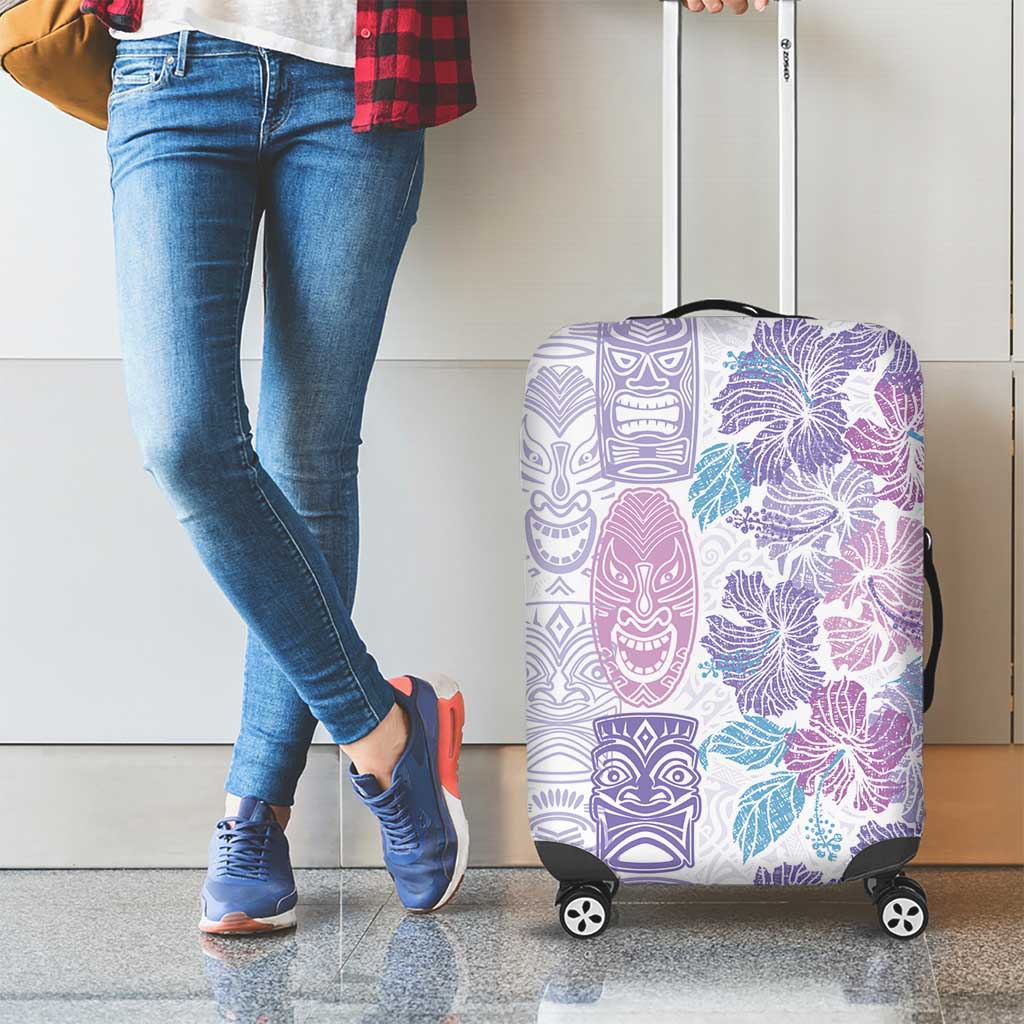 Christmas Aloha Hawaii Tiki Luggage Cover Hibiscus Winter Colors - Polynesian Pride