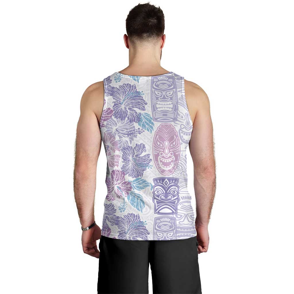 Christmas Aloha Hawaii Tiki Men Tank Top Hibiscus Winter Colors LT7 - Polynesian Pride