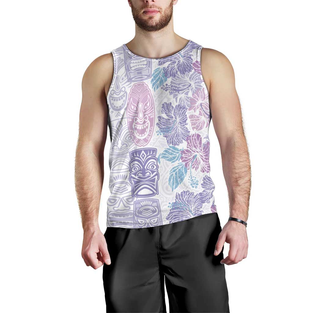 Christmas Aloha Hawaii Tiki Men Tank Top Hibiscus Winter Colors LT7 - Polynesian Pride