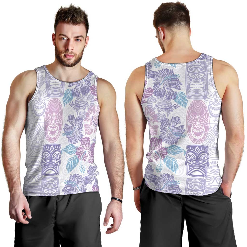 Christmas Aloha Hawaii Tiki Men Tank Top Hibiscus Winter Colors LT7 - Polynesian Pride