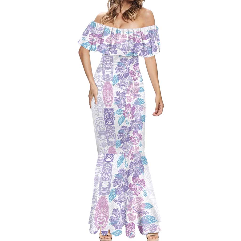 Christmas Aloha Hawaii Tiki Mermaid Dress Hibiscus Winter Colors - Polynesian Pride