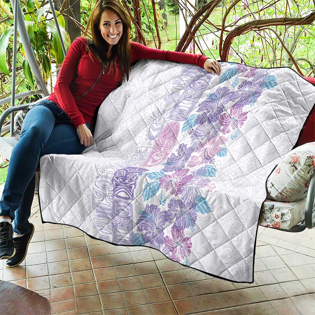 Christmas Aloha Hawaii Tiki Quilt Hibiscus Winter Colors - Polynesian Pride