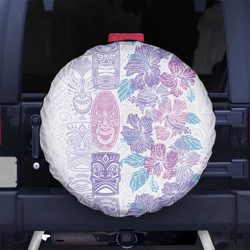 Christmas Aloha Hawaii Tiki Spare Tire Cover Hibiscus Winter Colors LT7 No hole Lavender - Polynesian Pride