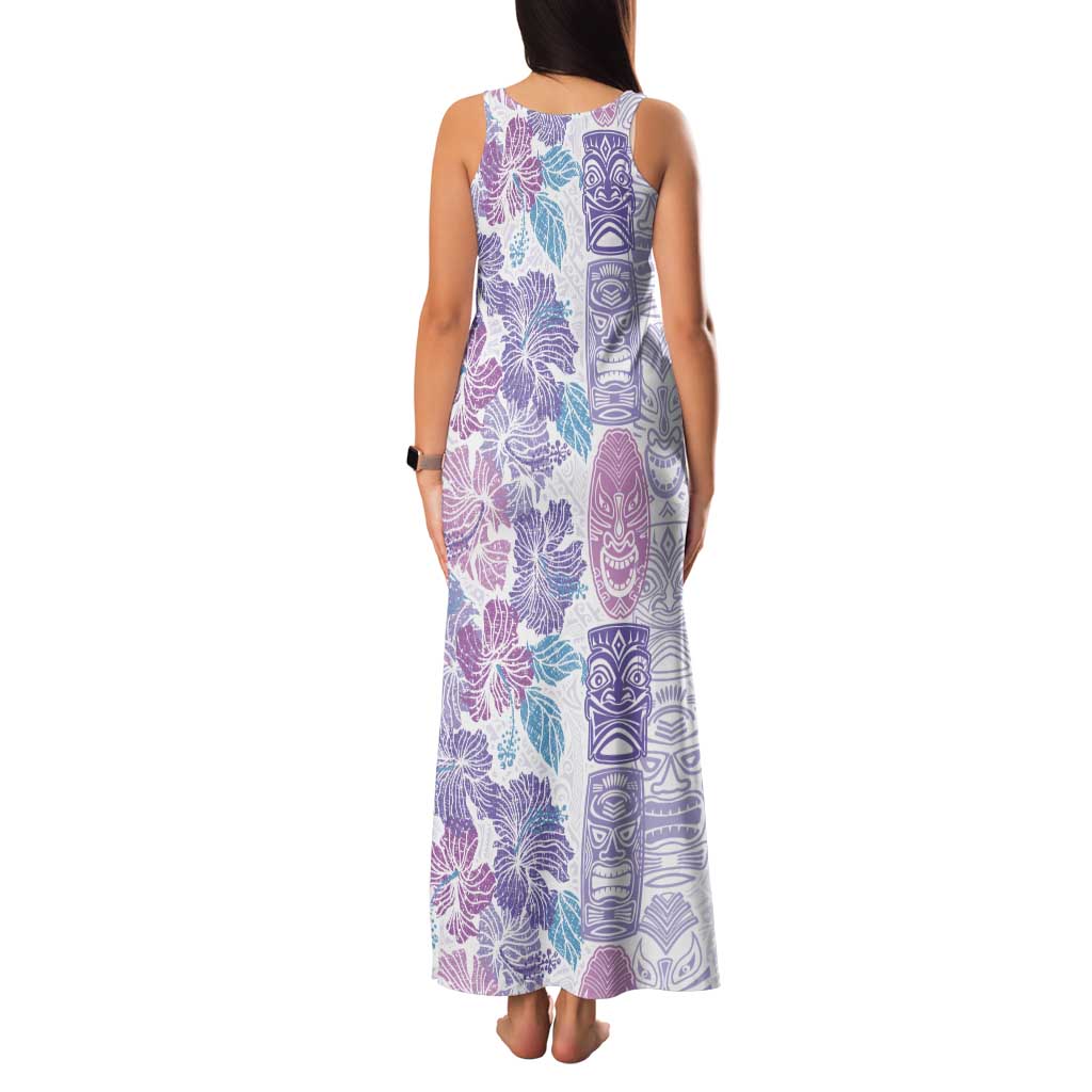 Christmas Aloha Hawaii Tiki Tank Maxi Dress Hibiscus Winter Colors - Polynesian Pride