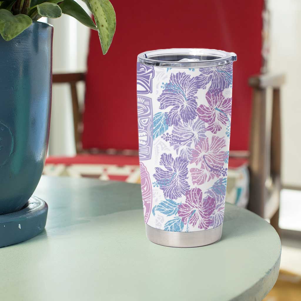 Christmas Aloha Hawaii Tiki Tumbler Cup Hibiscus Winter Colors - Polynesian Pride
