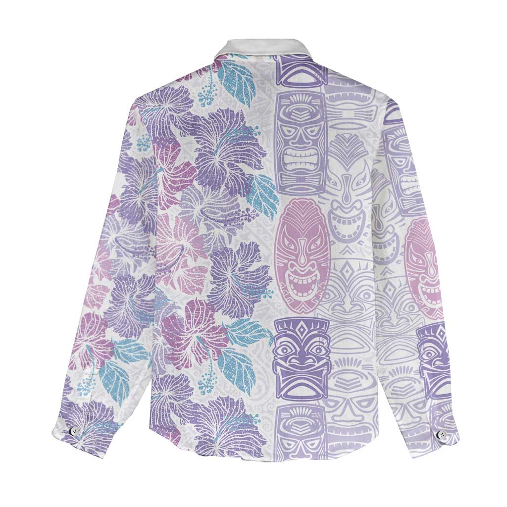 Christmas Aloha Hawaii Tiki Women Casual Shirt Hibiscus Winter Colors - Polynesian Pride