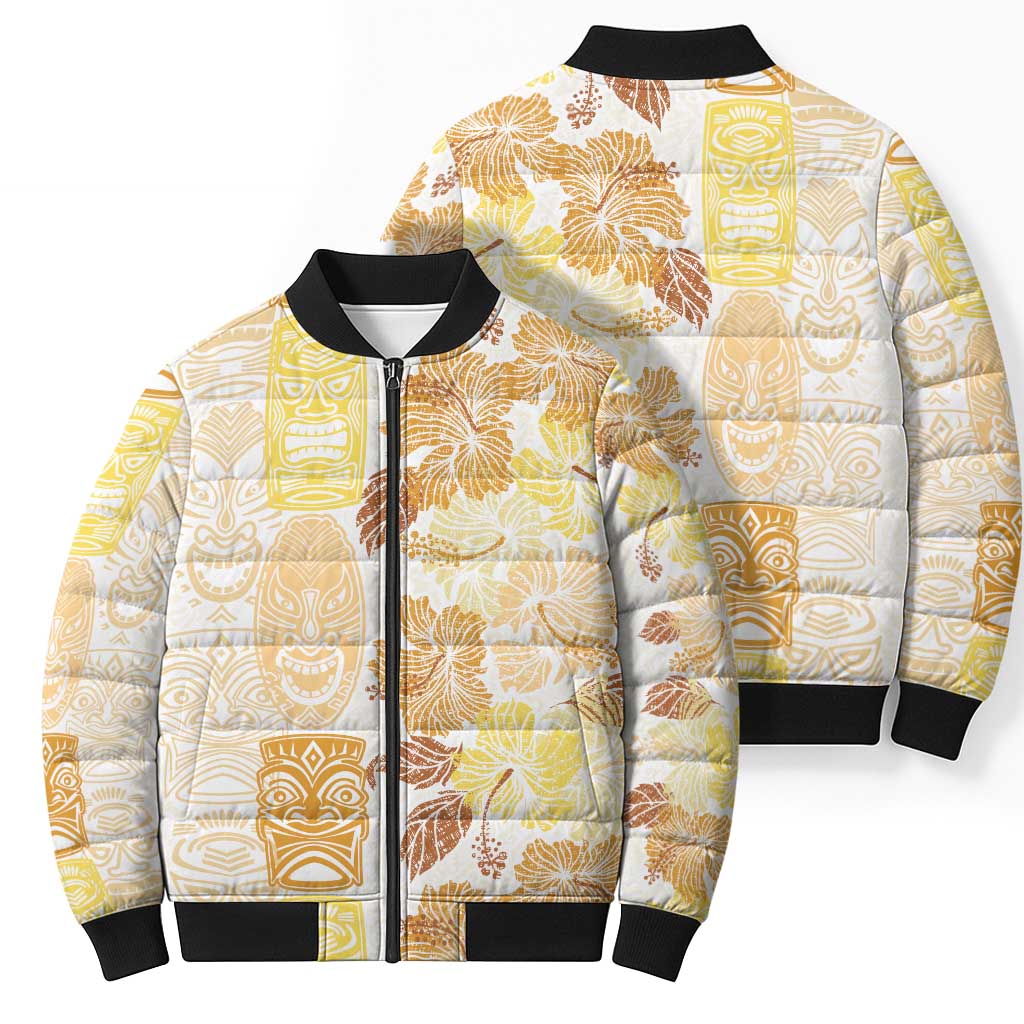Christmas Aloha Hawaii Tiki Bomber Puffer Jacket Hibiscus Autumn Colors - Polynesian Pride