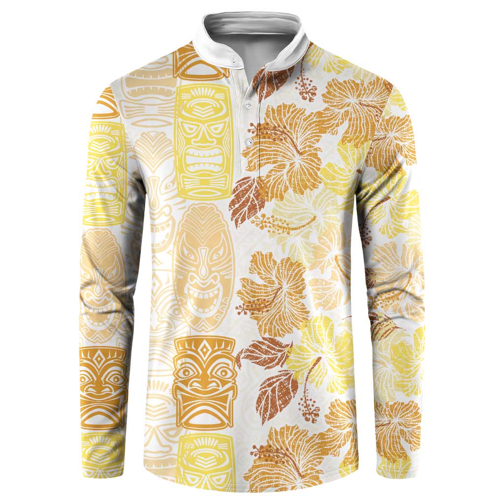 Christmas Aloha Hawaii Tiki Button Sweatshirt Hibiscus Autumn Colors - Polynesian Pride