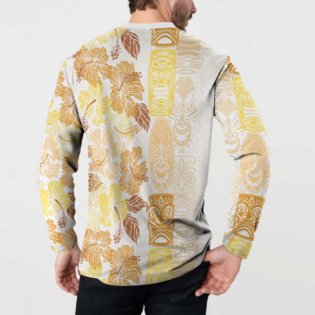 Christmas Aloha Hawaii Tiki Button Sweatshirt Hibiscus Autumn Colors - Polynesian Pride