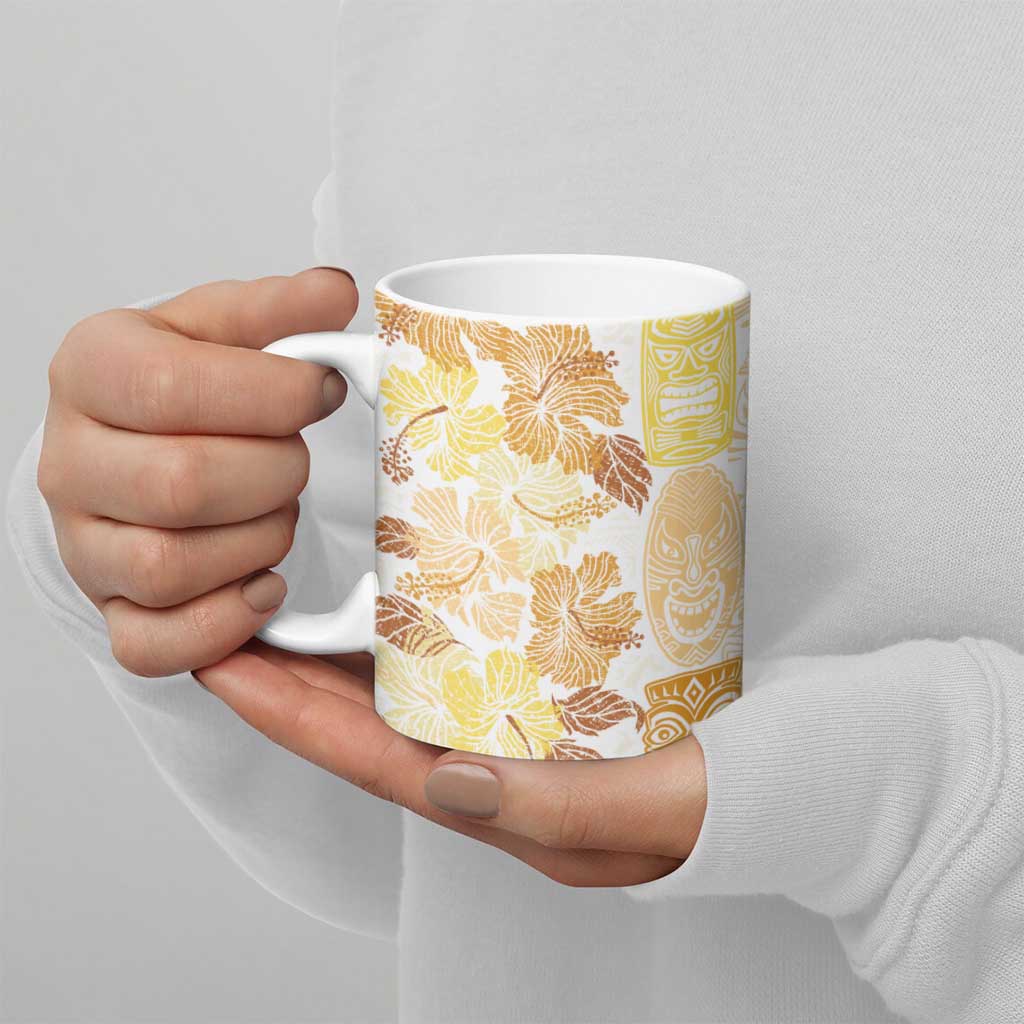 Christmas Aloha Hawaii Tiki Ceramic Mug Hibiscus Autumn Colors - Polynesian Pride