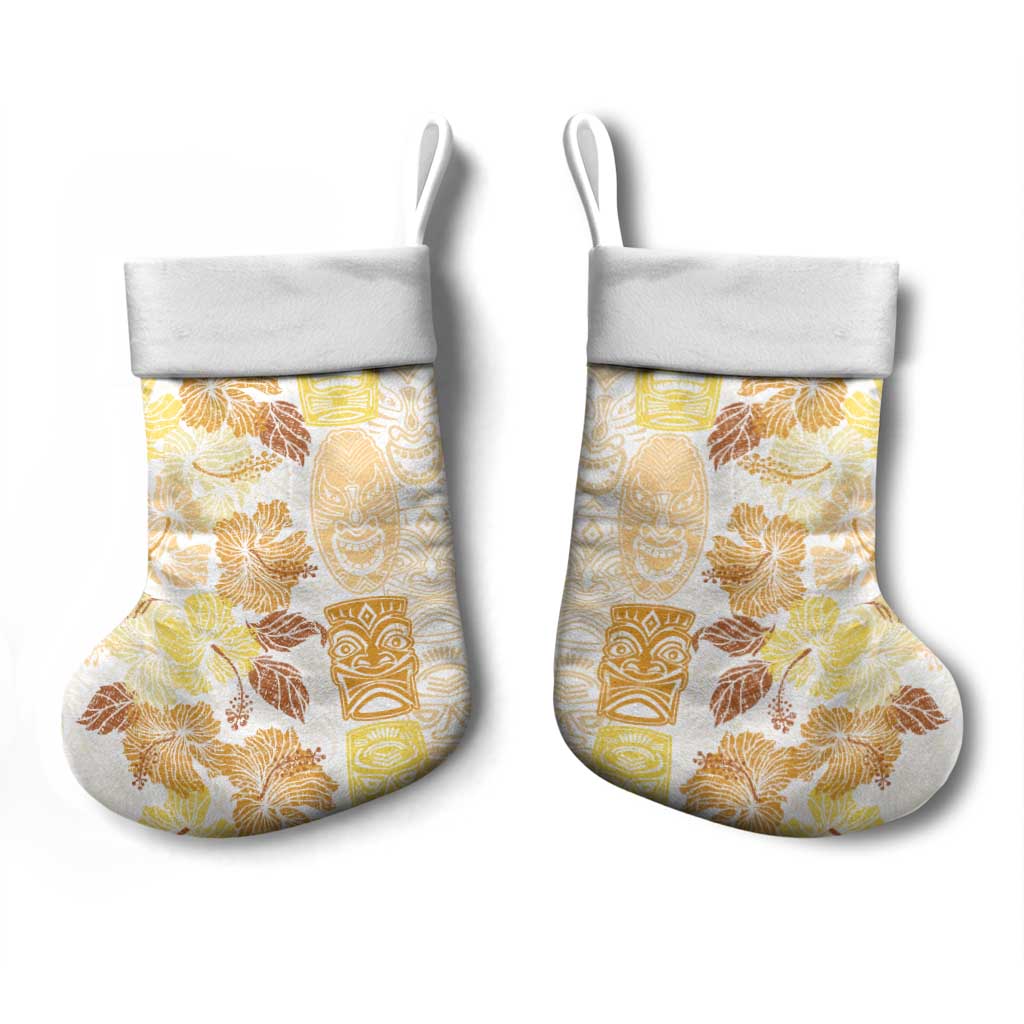 Christmas Aloha Hawaii Tiki Christmas Stocking Hibiscus Autumn Colors - Polynesian Pride